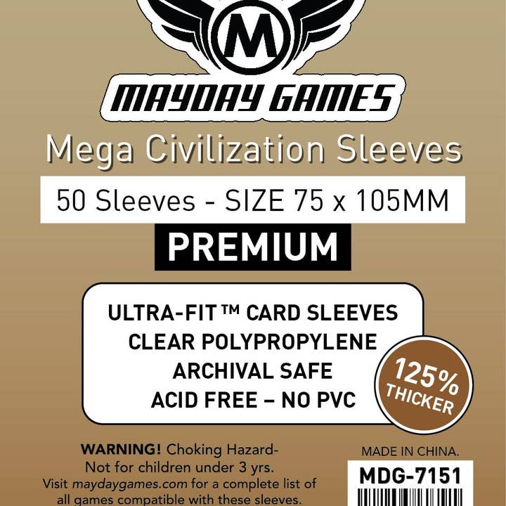 Mayday Games - Wholesale Card Game - Premium Mega Civilization Sleeves (75 x 105 MM) - Pack of 501