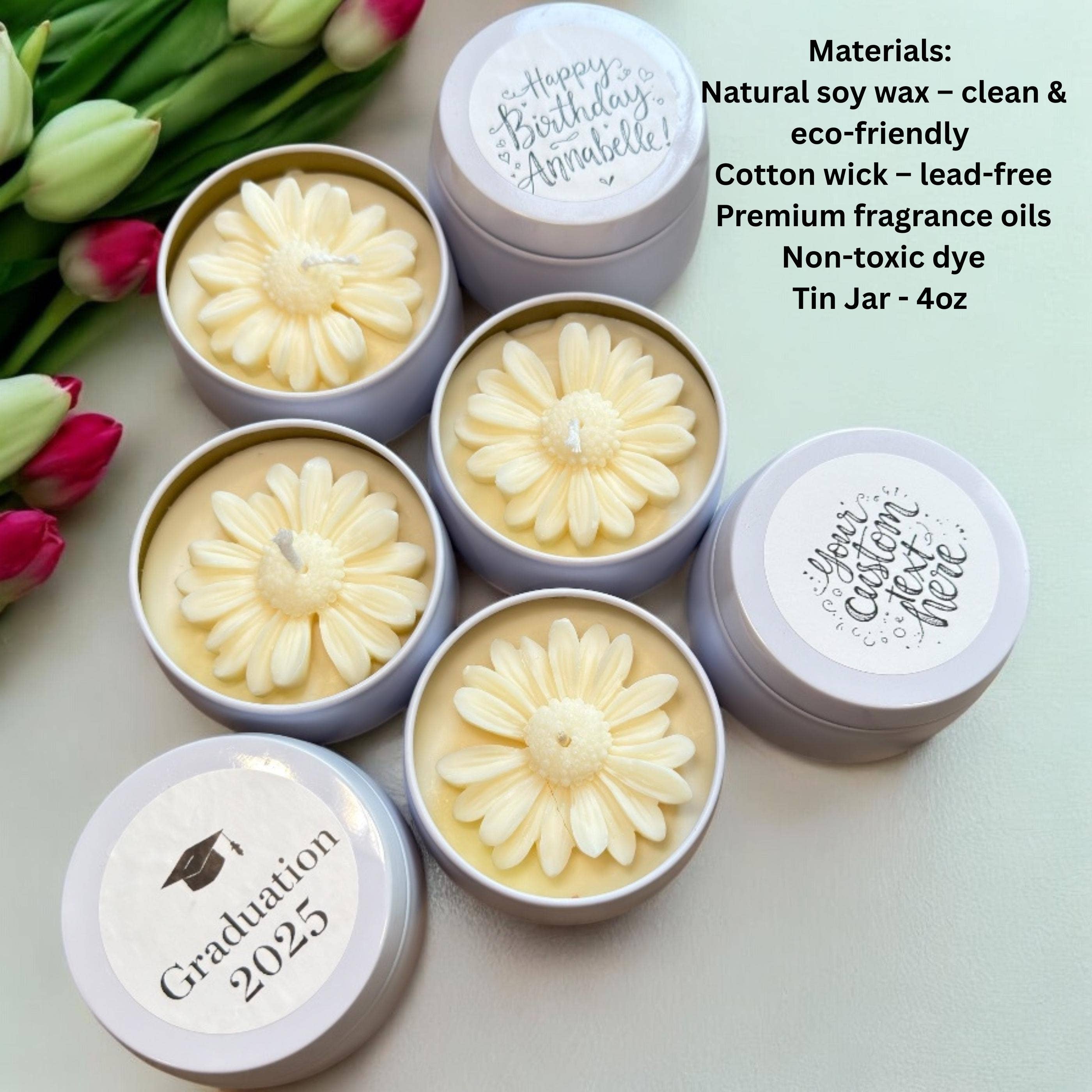 Karly’s Candles - Wholesale Party Favor - Handmade Daisy Flower Soy Candle 4oz: Wedding & Party Favors5
