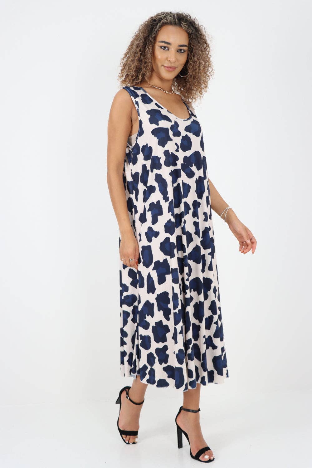 Miss Bold - Vendita all'ingrosso Vestito - Donna - Abito longuette senza maniche con stampa animalier italiana18