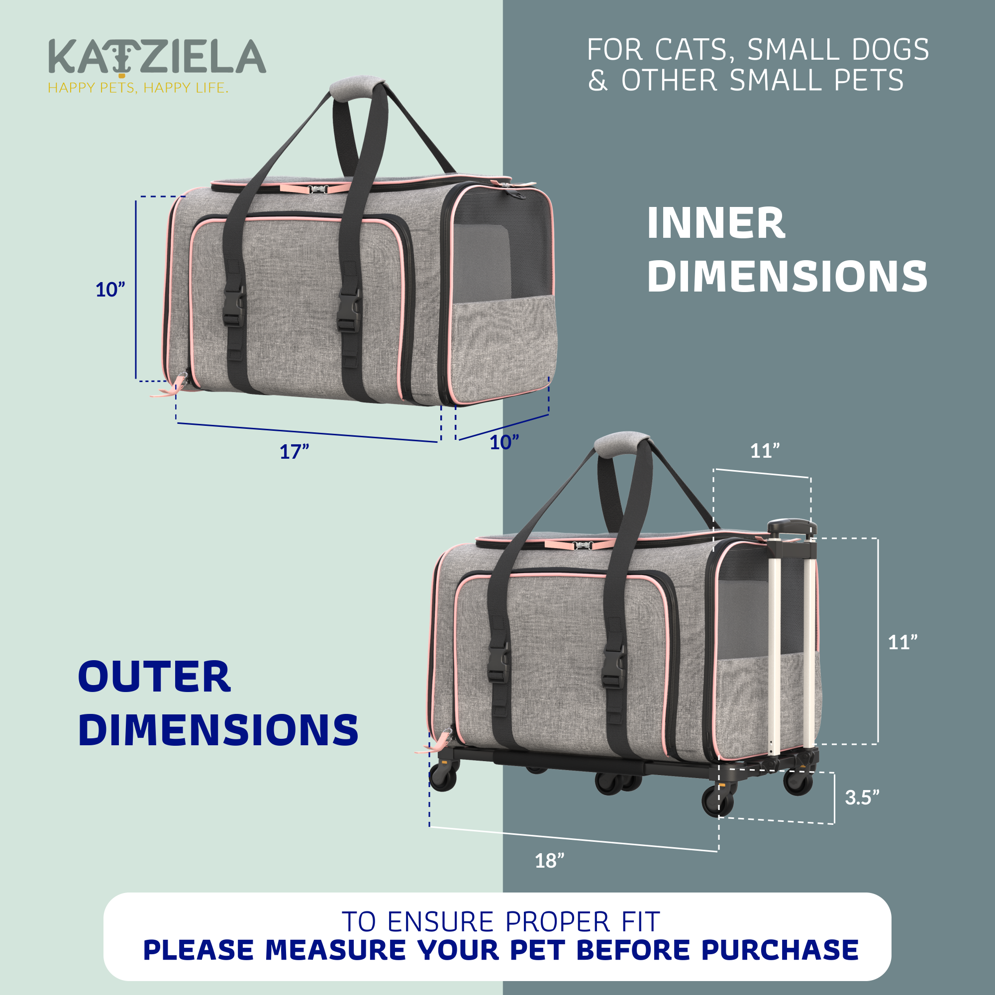 Katziela - Venta al por mayor Transportín - Gatos y perros - Transportadora para mascotas Katziela Rolling Rover con ruedas, expandable y autorizada para aerolíneas22