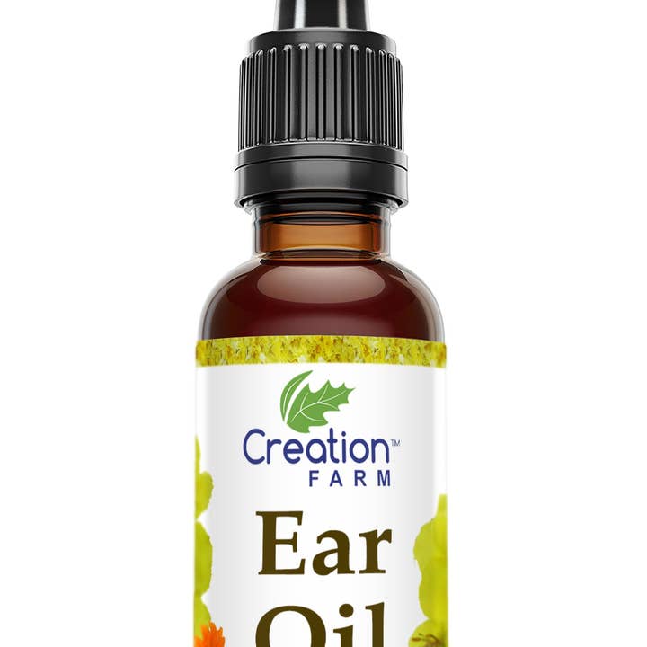 Creation Farm Inc - Venta al por mayor Pomadas/bálsamos/cremas curativos - Aceite de gotas para los oídos de hierbas 1 oz - Caléndula, hierba de San Juan y gordolobo Aceite de oreja a base de plantas
