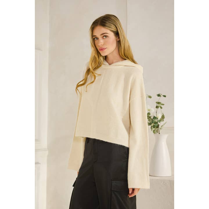 Verkorte oversized sweater met capuchon voor wholesale door Honey Mango