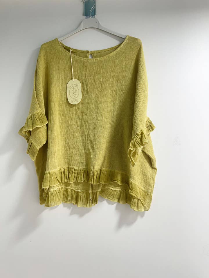 Happy look - Wholesale Blouse - Women's - Washed cotton top with ruffle detail9