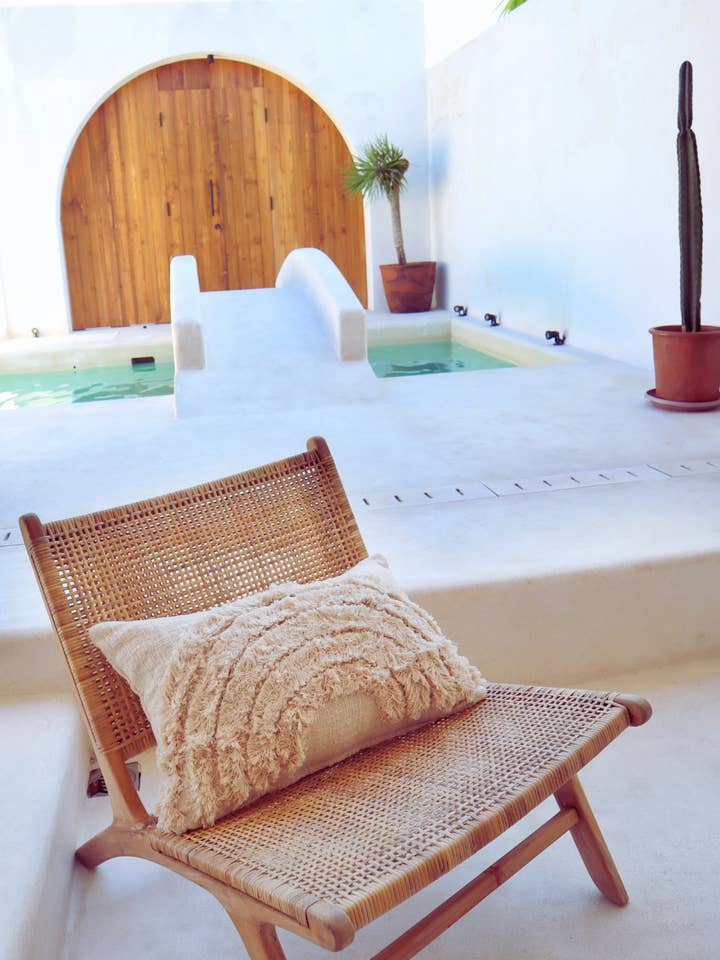 Rainbow Hand-loomed Organic Cotton Lumbar Cover in Cream for wholesale by Pink Haley