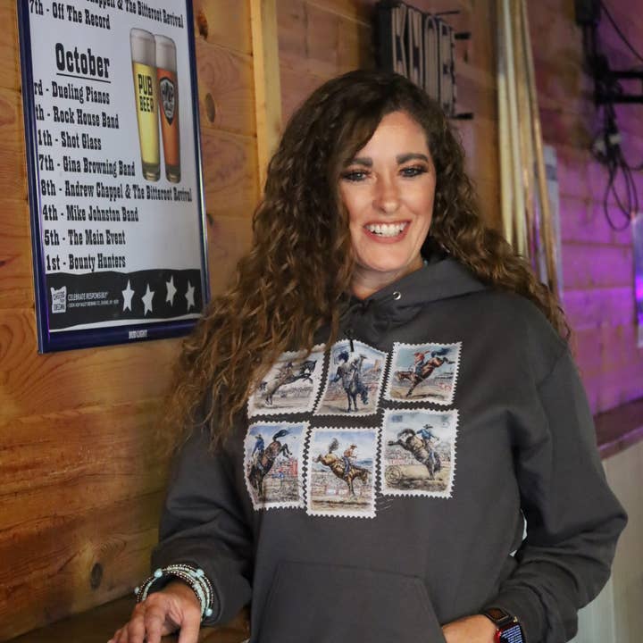 Stamped in the Arena Hoodie Heather Charcoal for wholesale by Snappy 6 Co