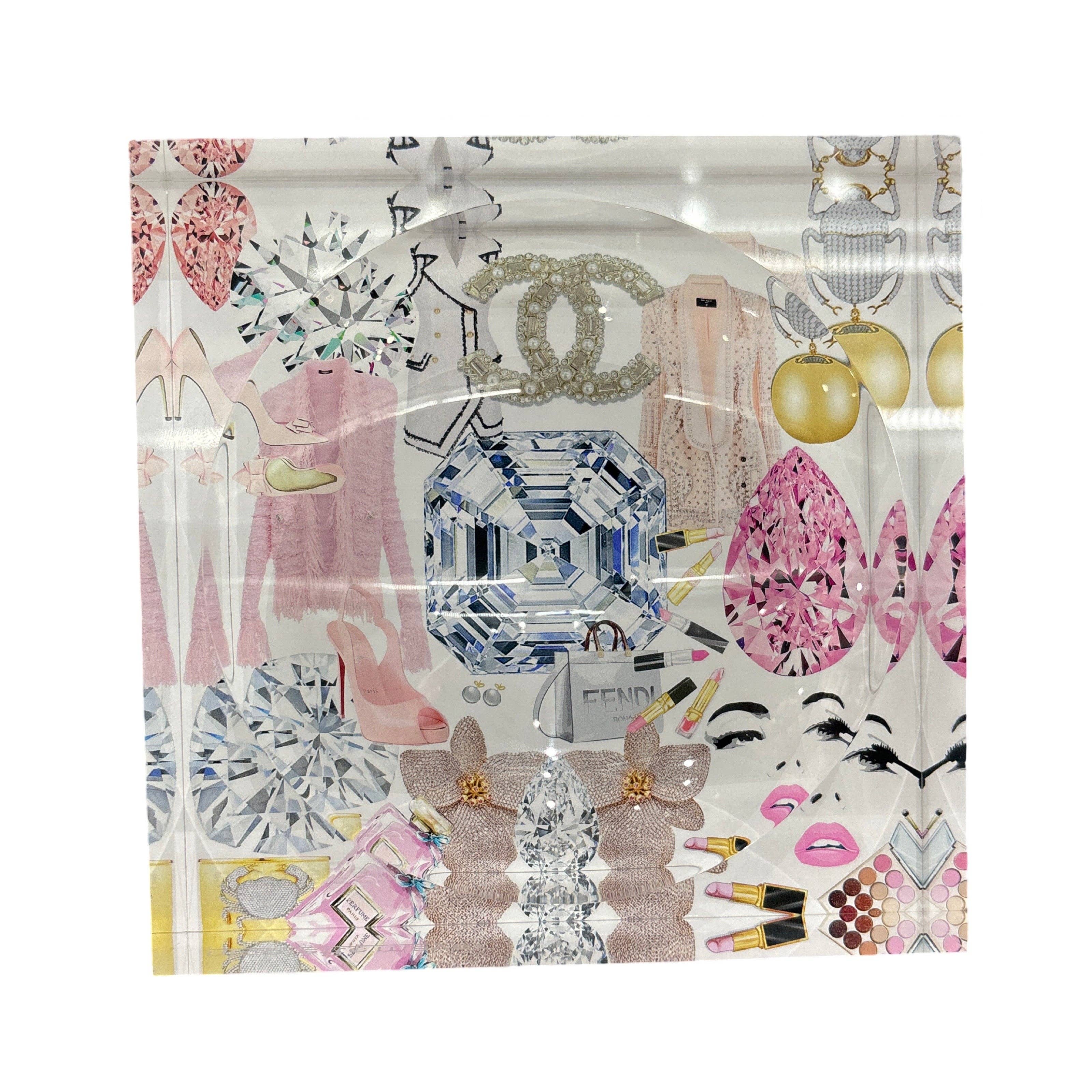 Nicolette Mayer Collection - Wholesale Decorative Plate/Dish/Bowl - Bougie Women Nuevo Pink White Acrylic Candy Catchall Dish1