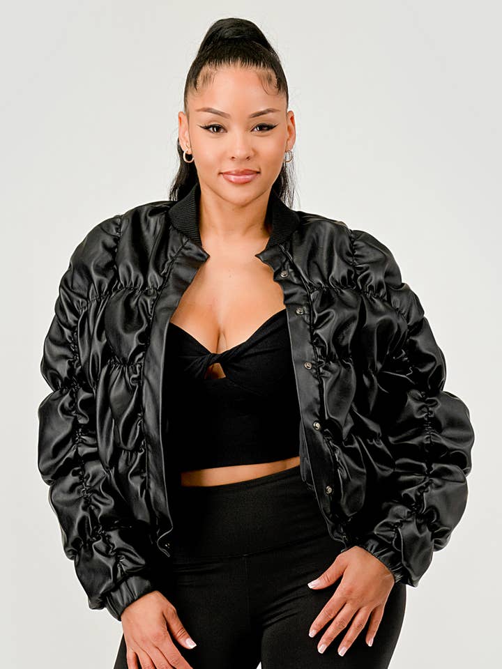 El Bomber Fruncido Noir para venta al por mayor de Athina Collection