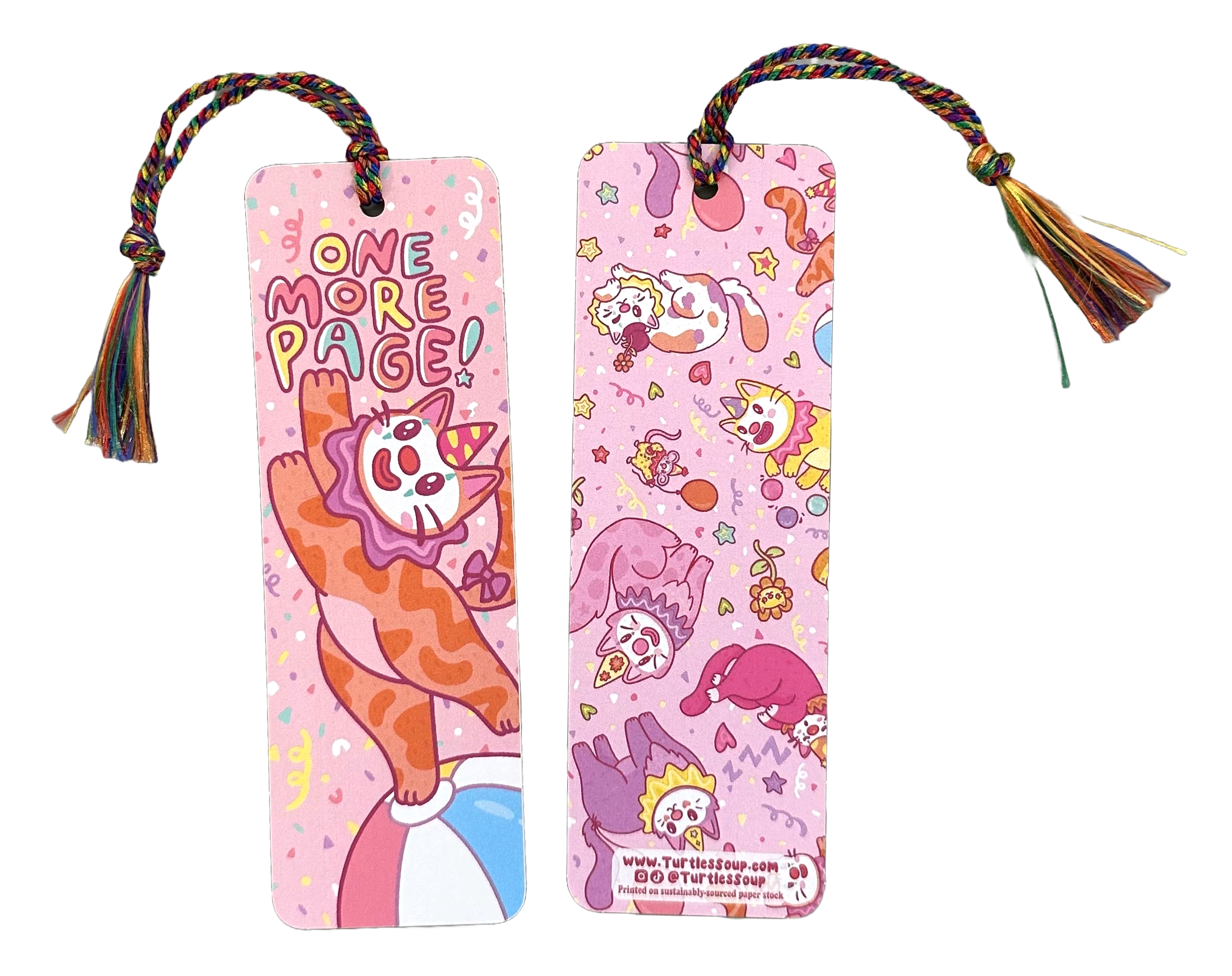 Turtle's Soup - Wholesale Bookmark - One More Page Clown Cat Reader Gift Bookmark with Tassel3