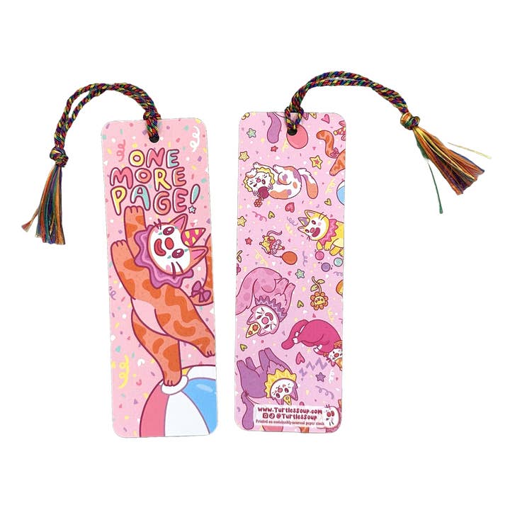 Turtle's Soup - Wholesale Bookmark - One More Page Clown Cat Reader Gift Bookmark with Tassel3