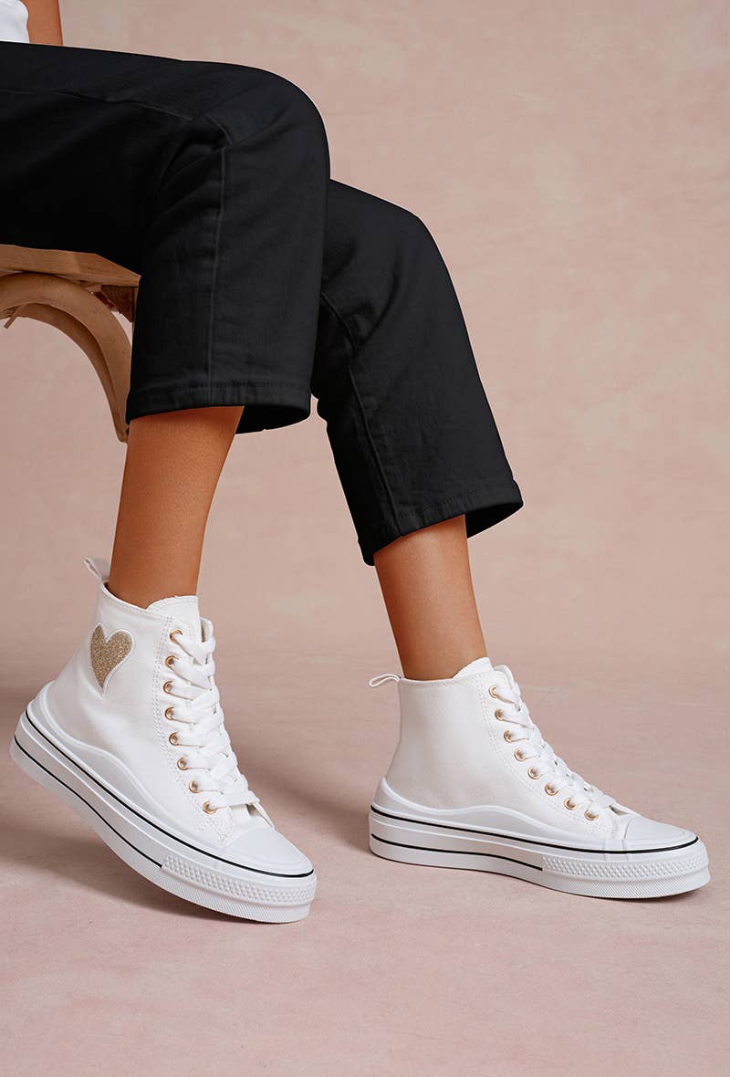 LADY GLORY - Wholesale Lifestyle Sneakers - Women's - Women's High-Top Sneakers with Glitter Heart13