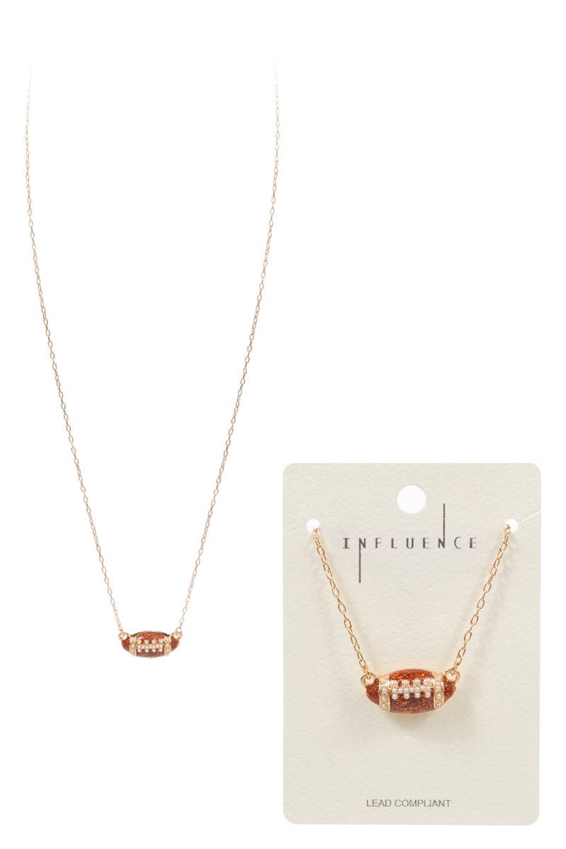 Designature New York – Engroshandel Led/kæde halskæde – Gameday fodboldformet emalje kort halskæde2