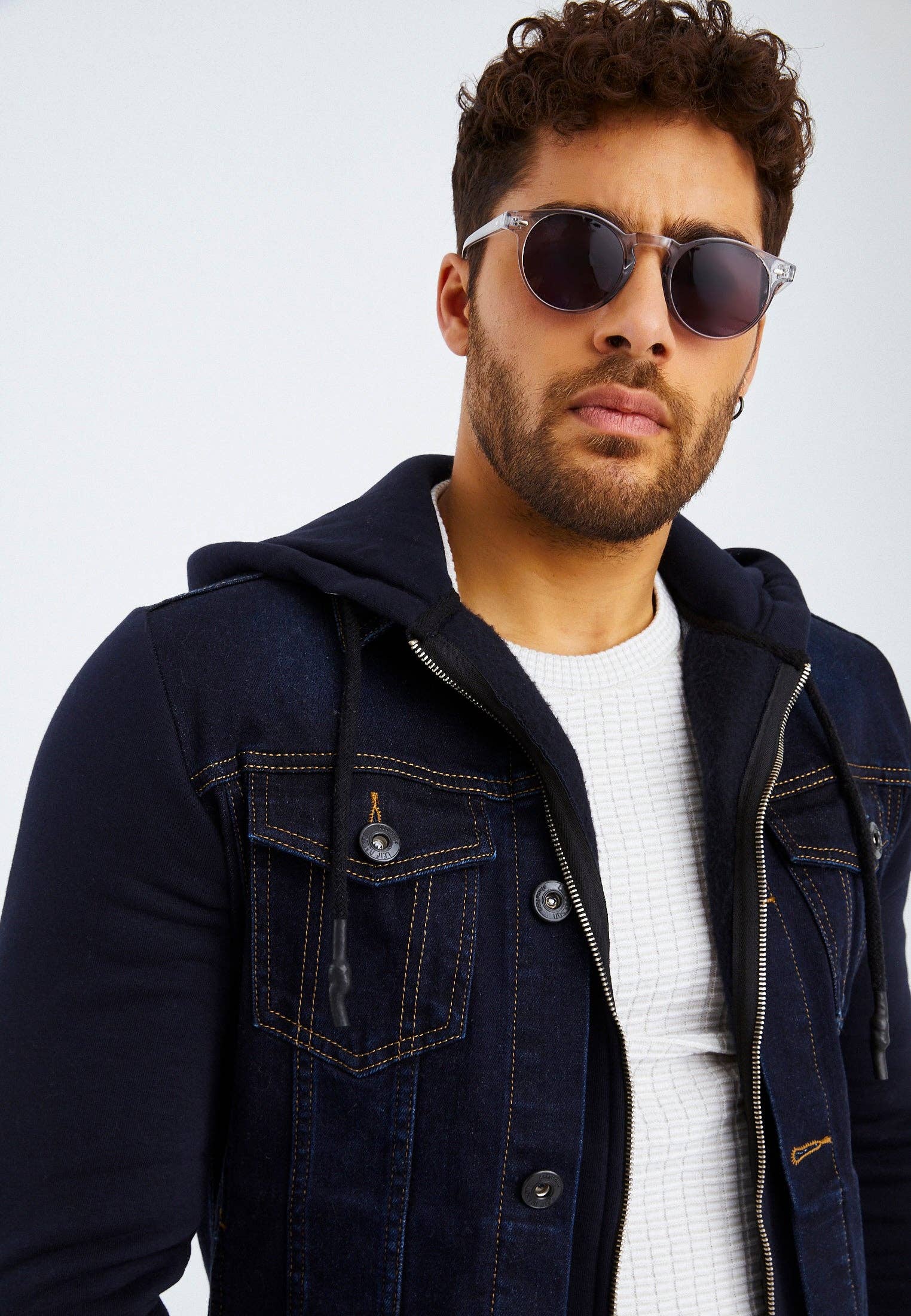 Leif Nelson GmbH - Wholesale Jacket - Men's - Men's Denim Jacket Hood LN-57571