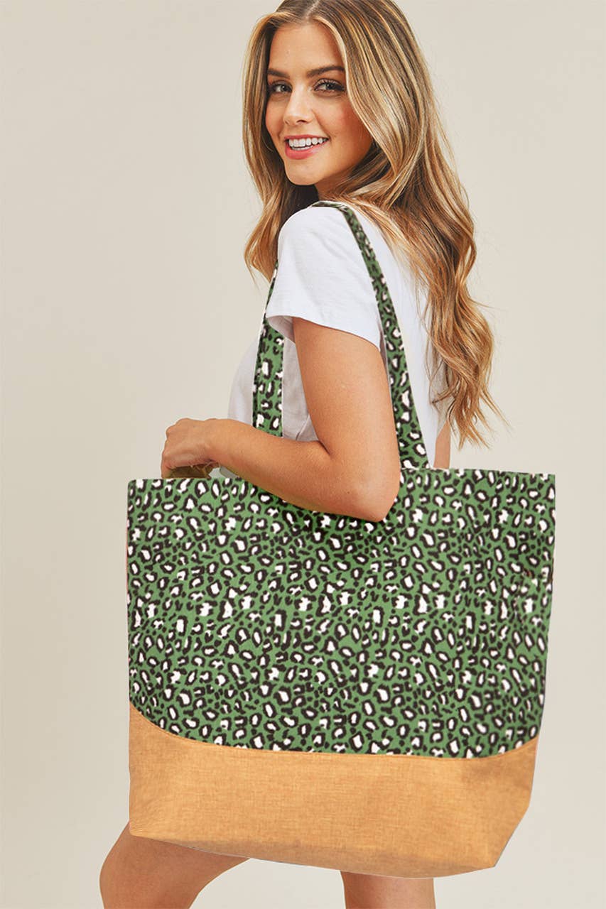 Hana - Vendita all'ingrosso Borsa tote - Donna - Borsa tote in juta con stampa leopardata9