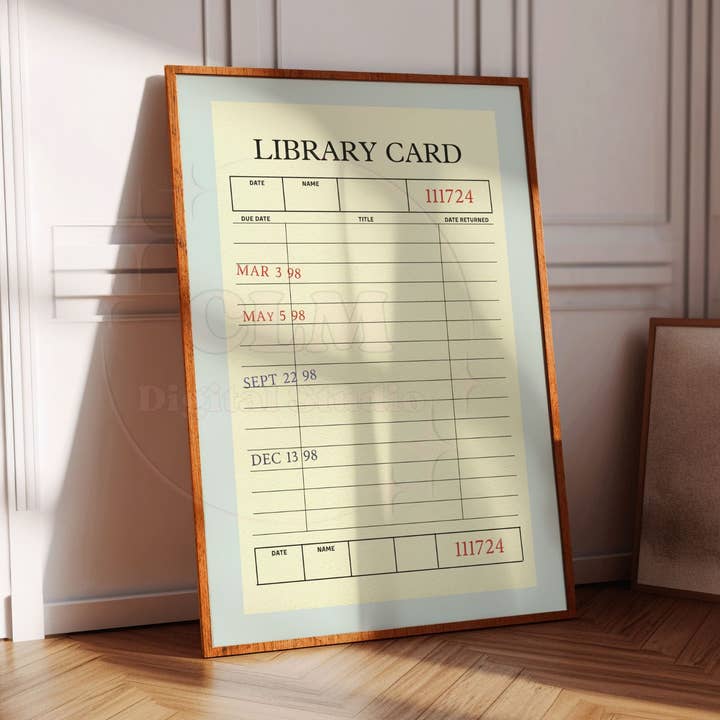 Retro Library Card Poster for wholesale by CLM Creative Studio