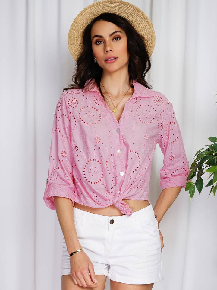 Camisa de algodón bordada LEL-C2501
para venta al por mayor de ORNELLA PARIS