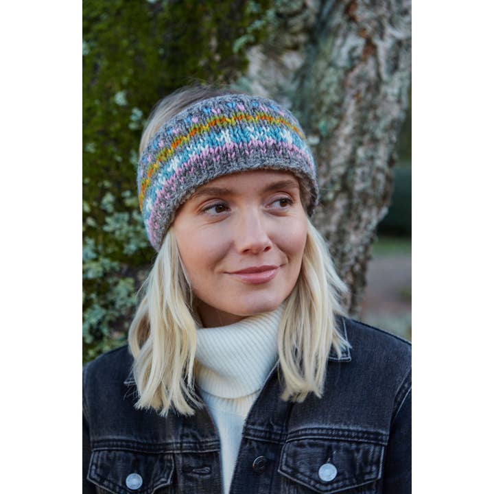 Un colore Scaldini per orecchie in pile Sherpa morbido a maglia Fair Isle di Braemar in vendita all'ingrosso su Faire2