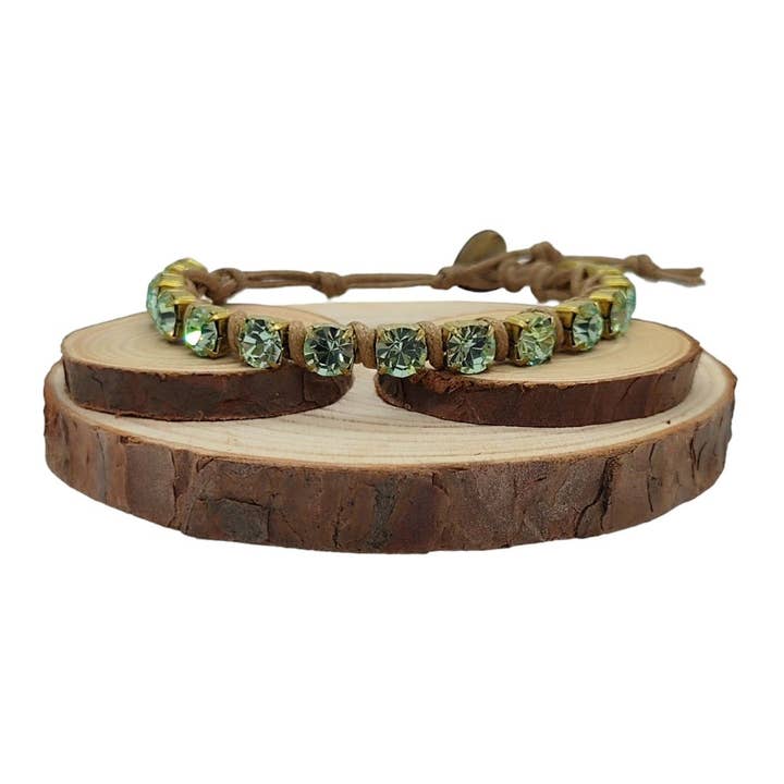 Kristallkedjearmband Stora - Krysolit för wholesale av QUÉ MÁS JEWELS