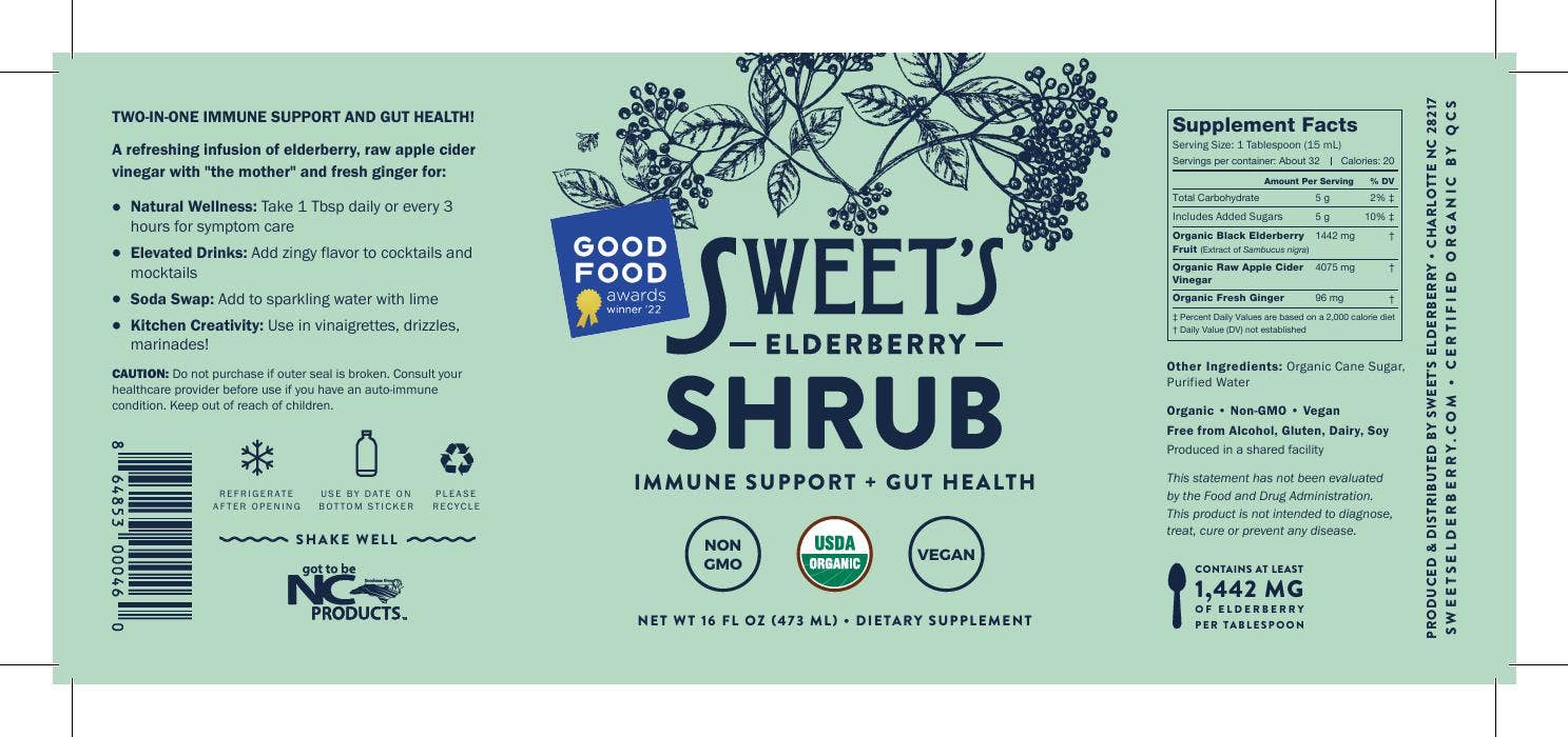 Sweet's Elderberry - Wholesale Wellness Juice/Tonic - Elderberry Shrub - 16 oz | Immune + Gut Health & Drink Mixer3