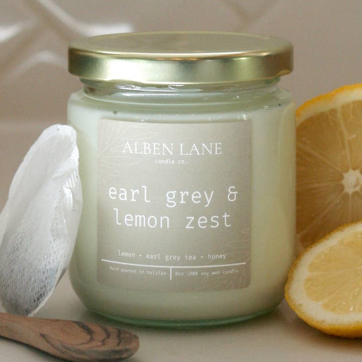 earl grey & lemon zest for wholesale by Alben Lane Candle Co.