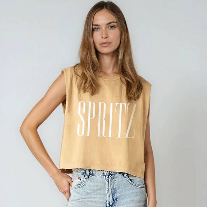 Spritz Camisola Sem Mangas Tingida em Peça por atacado de House of Lulu