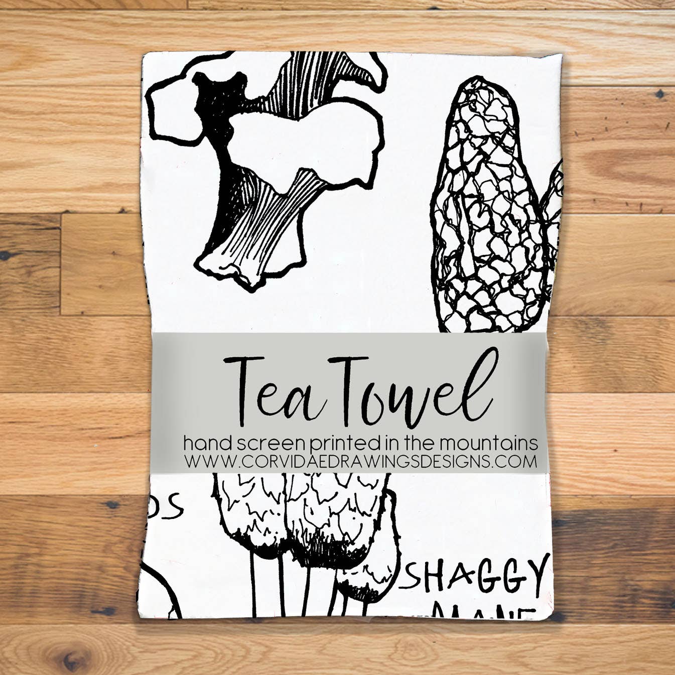 Corvidae drawings & designs - Wholesale Tea Towel - Mushroom Tea Towel2
