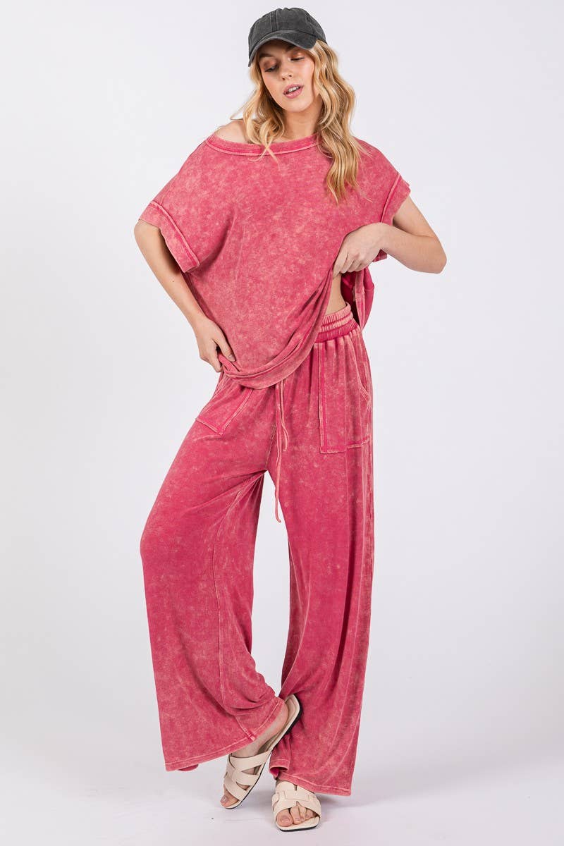 Sewn and Seen - Wholesale Lounge Set - Women's - MINERAL WASHED TOP AND PANTS RIB SETS18