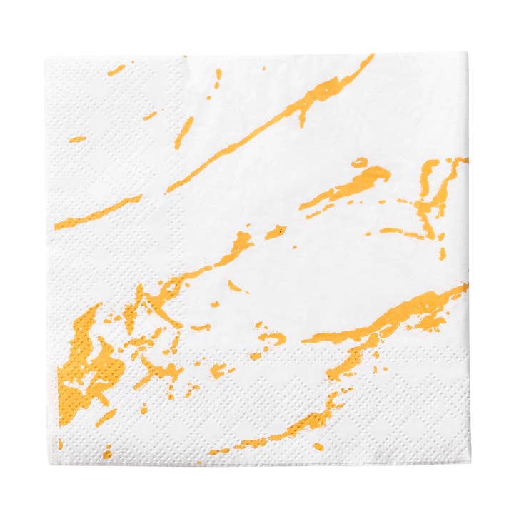 Guardanapos de Papel para Cocktail em Mármore Branco com Dourado - 600 unid. por atacado de Smarty had a Party