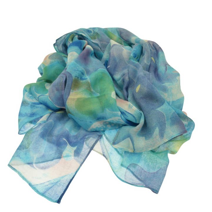 Turquoise Watercolour Scarf for wholesale by Miss Milly Limited