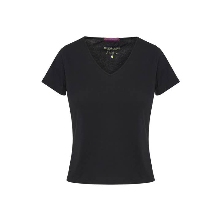 Women's V-Neck Cotton T-Shirt - (FBL011-106-04) for wholesale by Funky Buddha