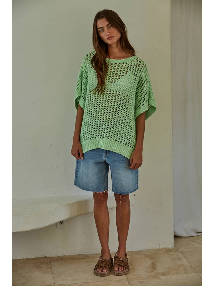 By Together - Wholesale Knit Sweater - Women's - W1792 | Knit Sweater Cotton Fishnet See Through Pullover Top