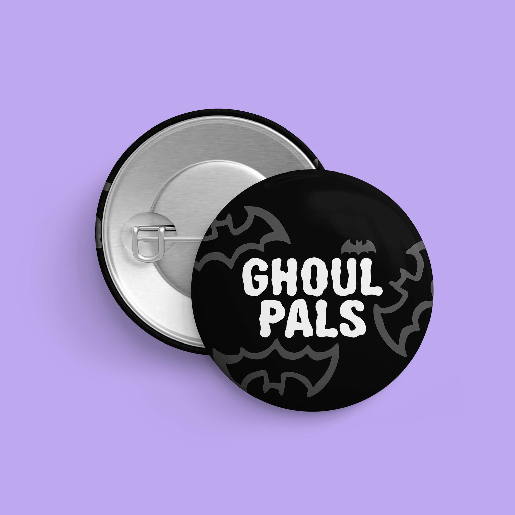 That Queer Card Co – wholesale Lapel pin/button – Black and White Ghoul Pals | Spooky Pin | LGBTQ Button Badge1