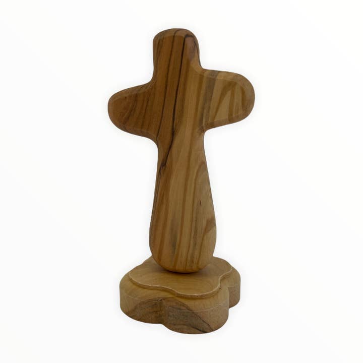 Standing Olive Wood Comfort Cross- from the Holy Land for wholesale by Holy Land Imports