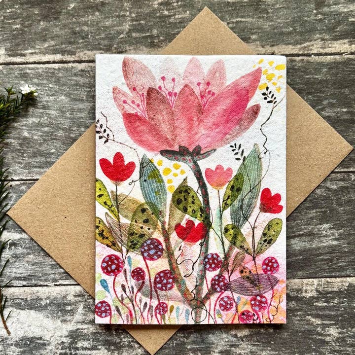 Plantable Seed Paper Birthday Card, Blank Inside for wholesale by Erika's Whimsical Art