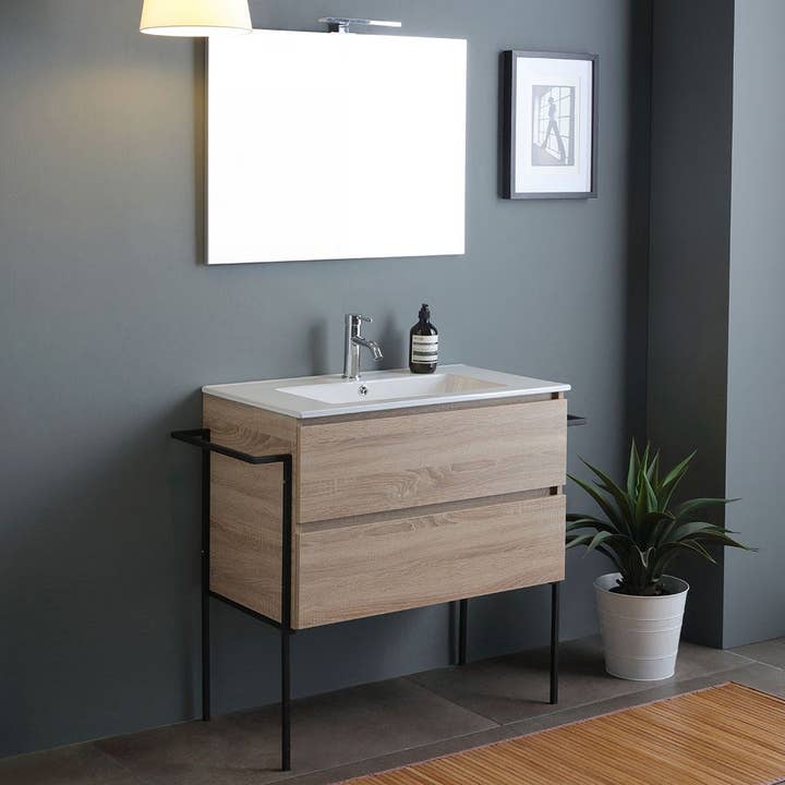 Composition Belize 80cm : Tiroirs, Lavabo, Miroir pour la vente par Kodicebagno Srl