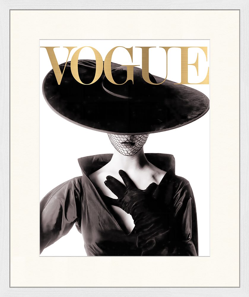 Weiss Vogue-Coverbild als Wandkunstdruck mit Rahmen für den Großhandel auf Faire7