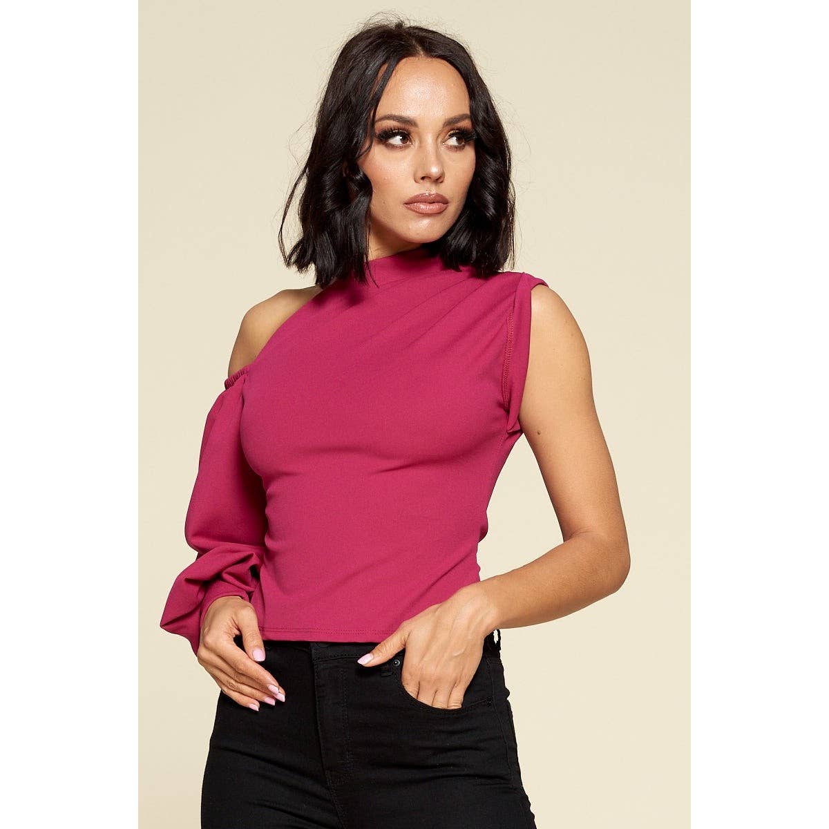 DORCAS - Wholesale Blouse - Women's - ONE SLEEVE FASHION TOP6