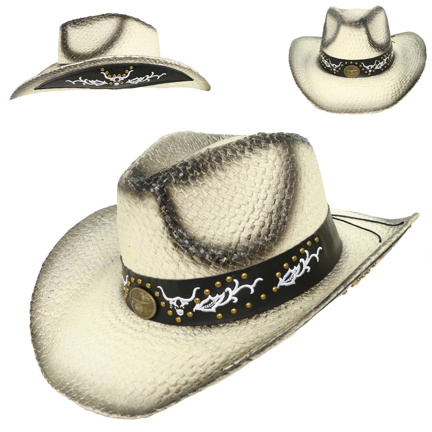 SP Sophia Collection - Wholesale Cowboy Hat - Women's - Western Rhinestone Embellished Straw Cowboy Hat 4
