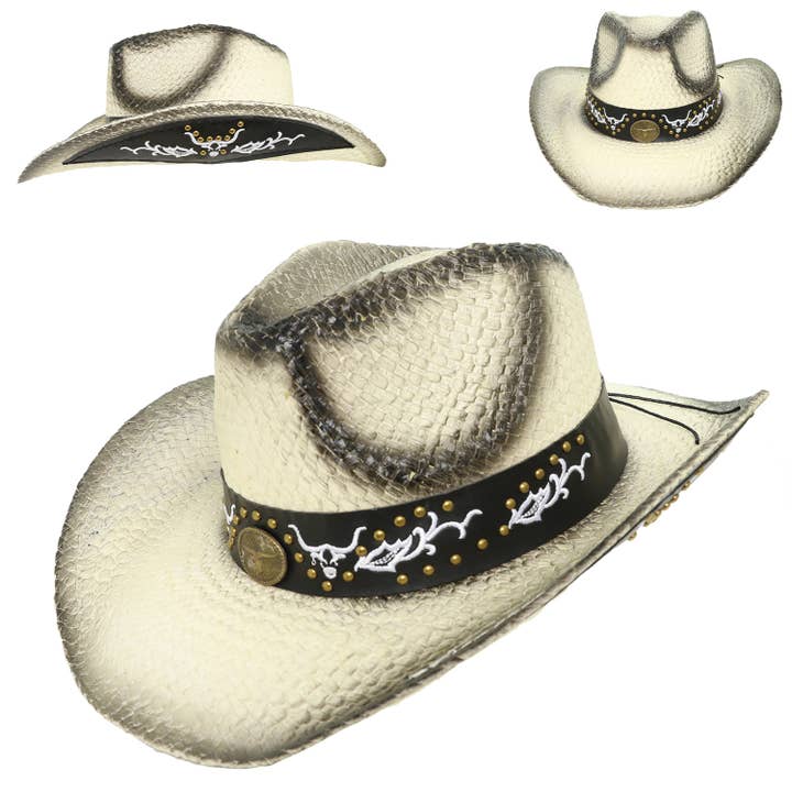 SP Sophia Collection - Wholesale Cowboy Hat - Women's - Western Rhinestone Embellished Straw Cowboy Hat 4