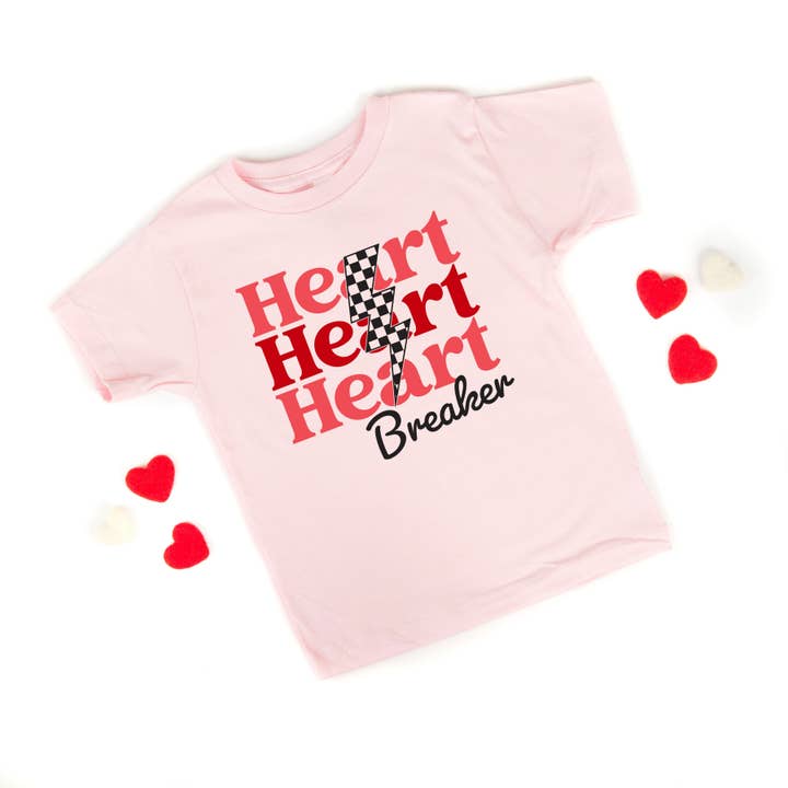 Heart Breaker Checkered Bolt | Kortærmet rund hals til unge for engroshandel hos The Juniper Shop Wholesale