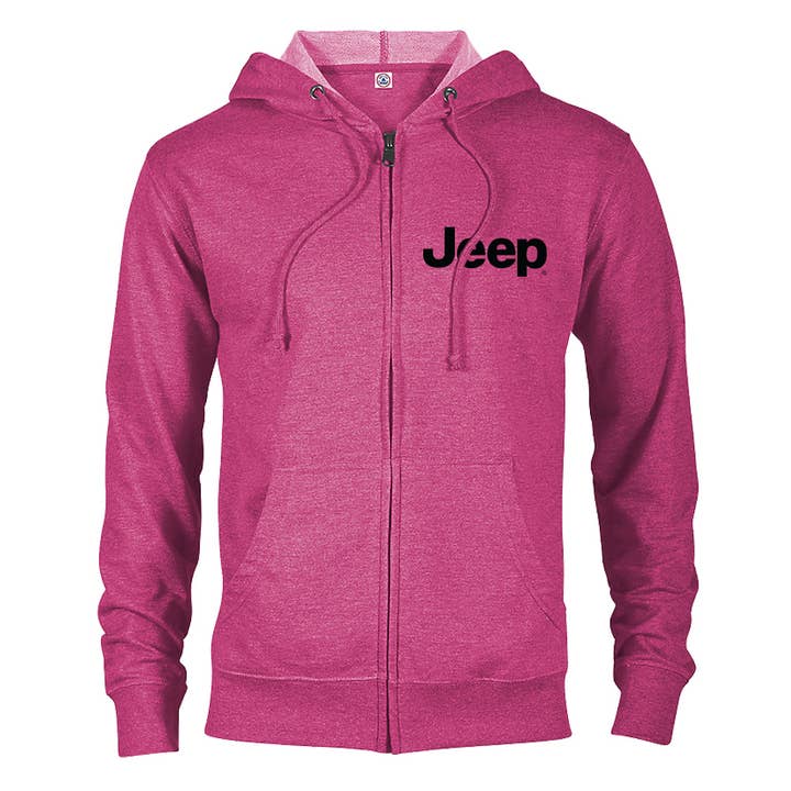 Ladies Jeep® Text Zip Hoodie for wholesale by Detroit Shirt Co.