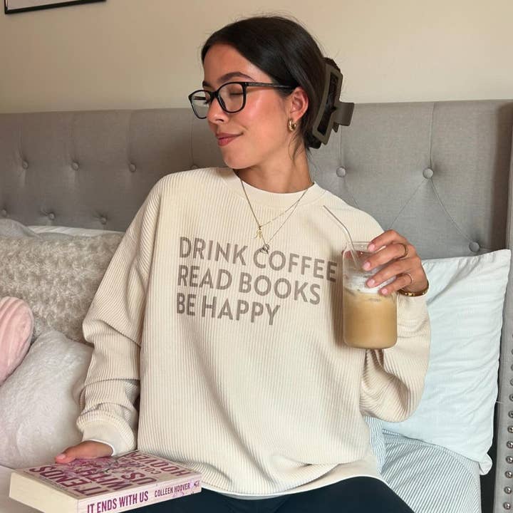 Drink Coffee Read Books Be Happy for wholesale by Ivy + Cloth