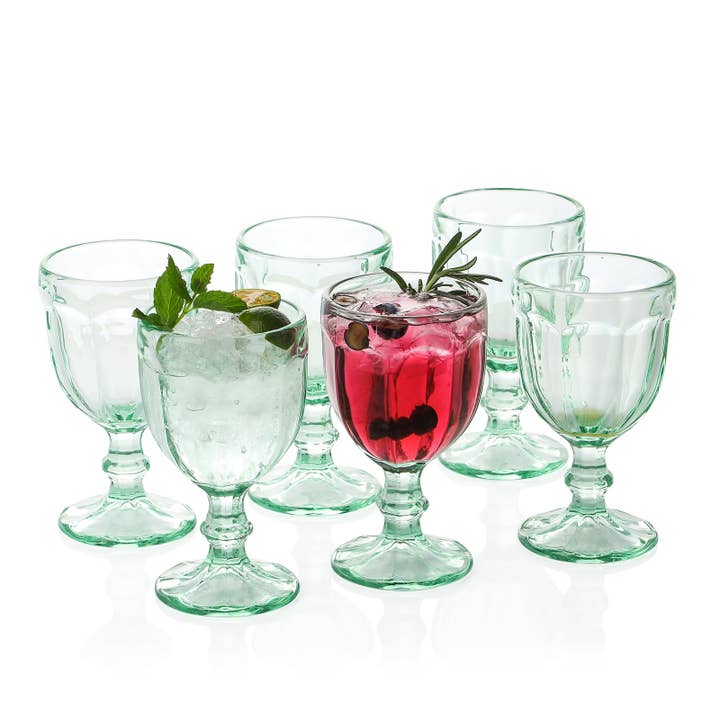 Everest Global - Wholesale Cocktail/Liquor Glass - Vintage Embossed Goblet Glasses set of 6