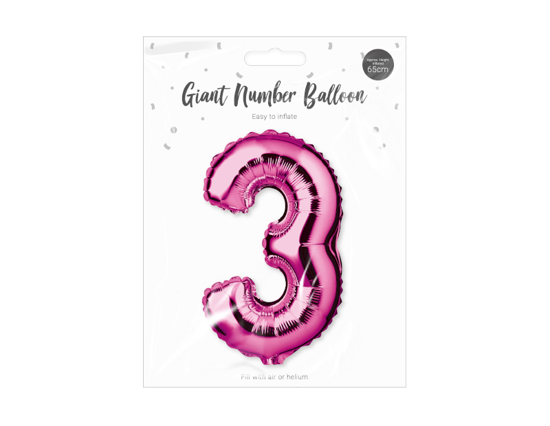 360Direct - Wholesale Balloon - Pink Foil Number Balloon 65cm3