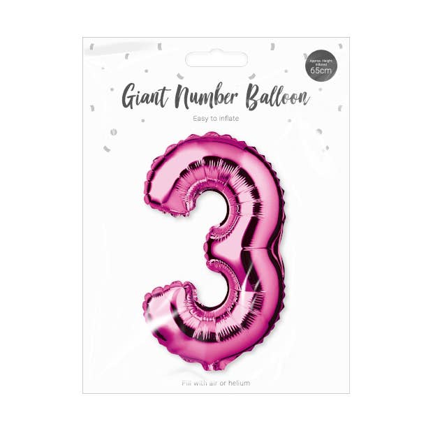 360Direct - Wholesale Balloon - Pink Foil Number Balloon 65cm3