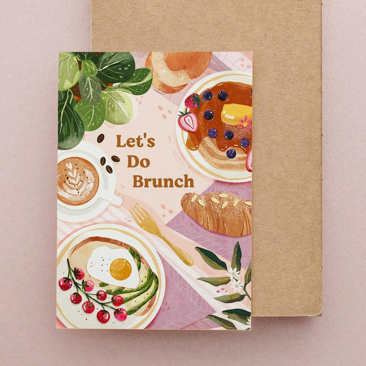 Carte de vœux illustrée pour le petit-déjeuner "Let's Do Brunch" pour la vente par Anna Cheng Design