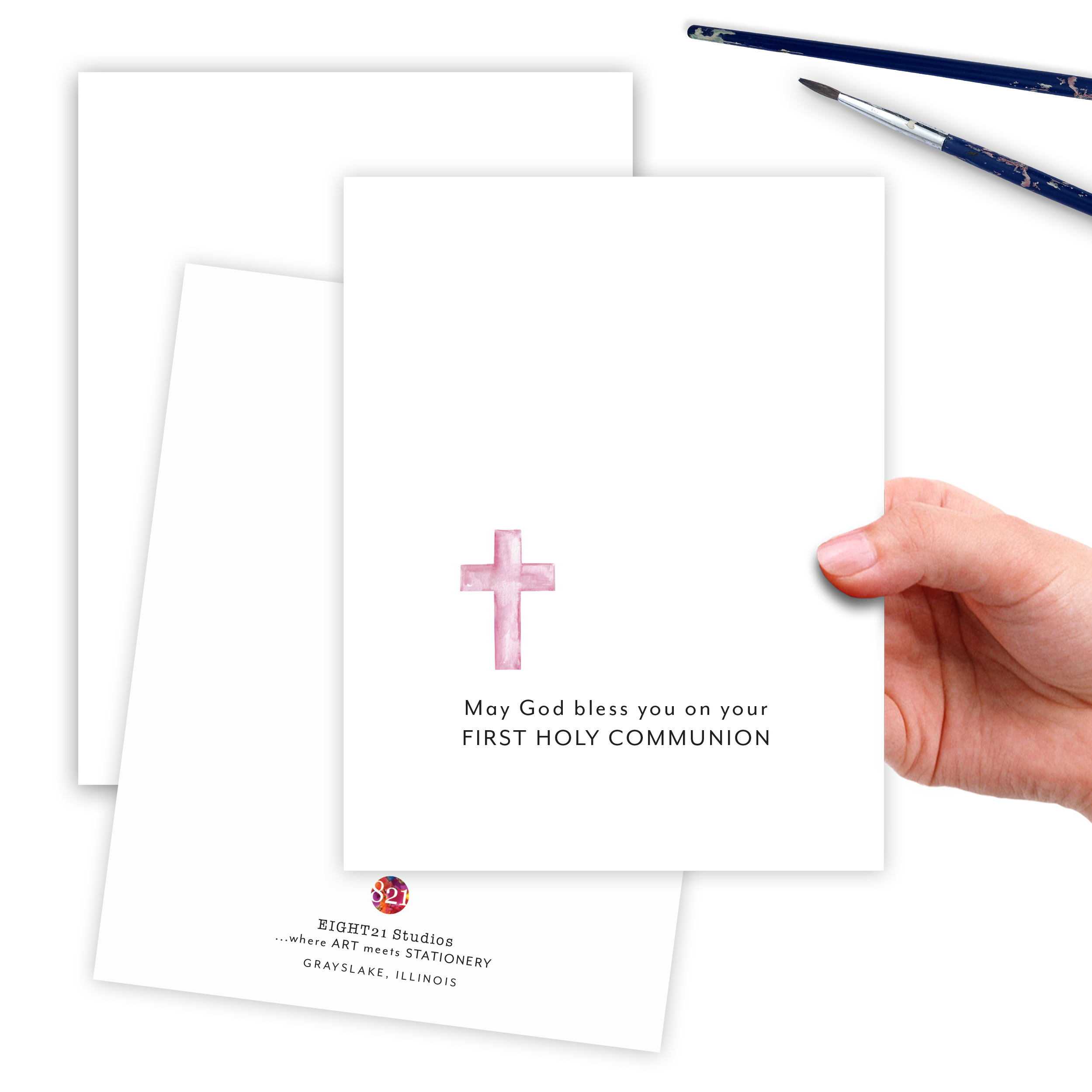 Eight21 Studios + Unique Greeting Cards, Art and Stationery - Wholesale Religious Card - Girl First Holy Communion Congratulations Greeting Card3