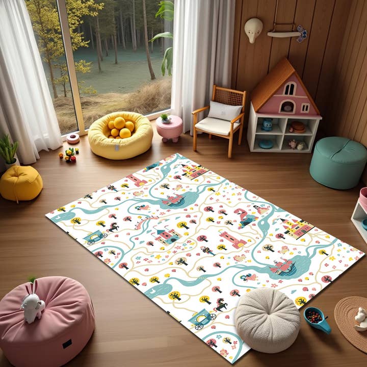 Alfombra de Mapa de Cuento de Hadas: Alfombra de Juego para Guardería, Decoración para Bebé Niña para venta al por mayor de Rugendary Trade LLC