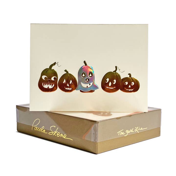 Tarjeta de Halloween con diseño de calabaza fantasma en color crudo para venta al por mayor de PAULA SKENE DESIGNS