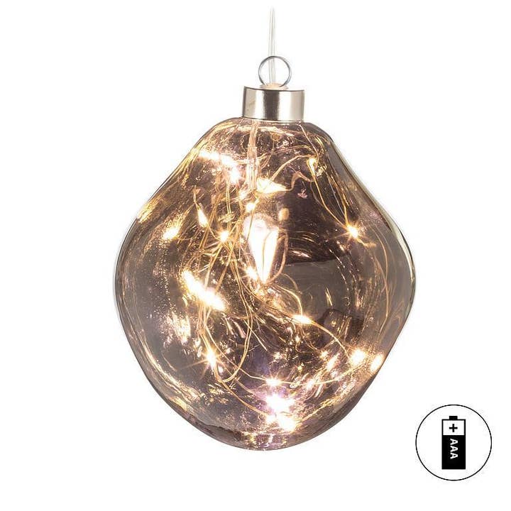 Adorno de bola orgánica mediana con LED-Gris-5"H - Liquidación para venta al por mayor de Abbott