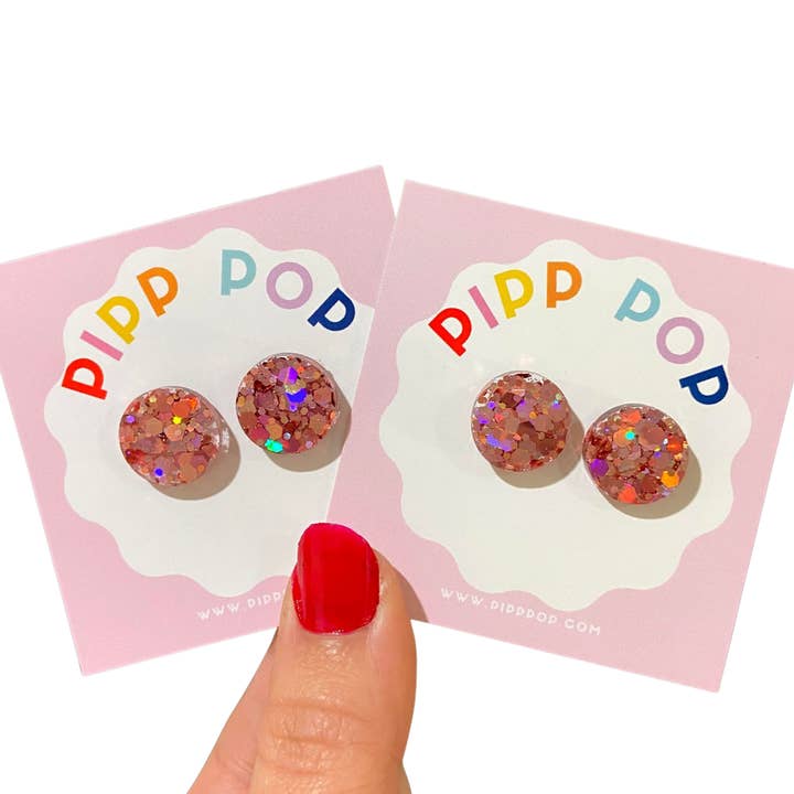 Pipp Pop - Wholesale Stud/Post Earrings - Glitter Resin Studs - 34 Colours Available